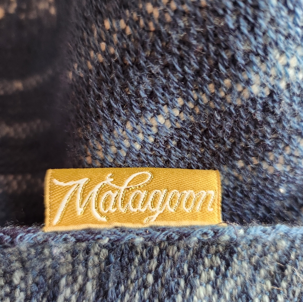 MALAGOON Blanket Throw Blue White Stripes Wool Blend Textured Fringe 59 x 50 - Picture 4 of 11